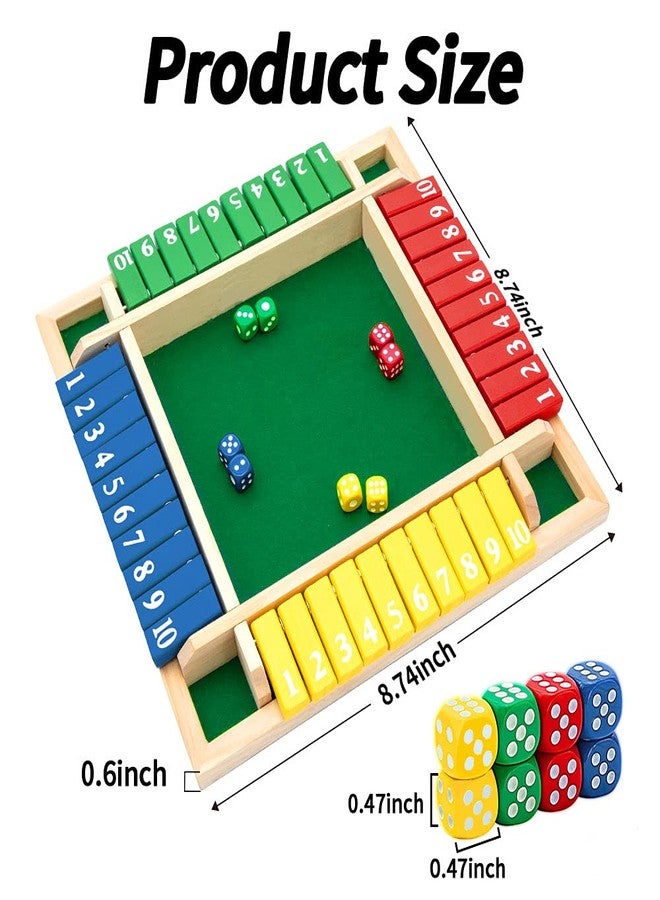 Nicecho Shut The Box Dice Game,2-4 Player Family Wooden Board Table Math Games for Adults and Kids, 8 Dices Classics Games for Classroom,Home,Party or Pub - Image 2